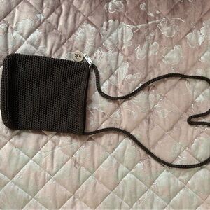 The Sak Dark Brown Knit Crossbody Bag